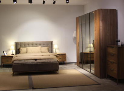 Designer Schlafzimmer Set Luxus Bett 2x Nachttisch Holz Komplett neu 3 tlg.